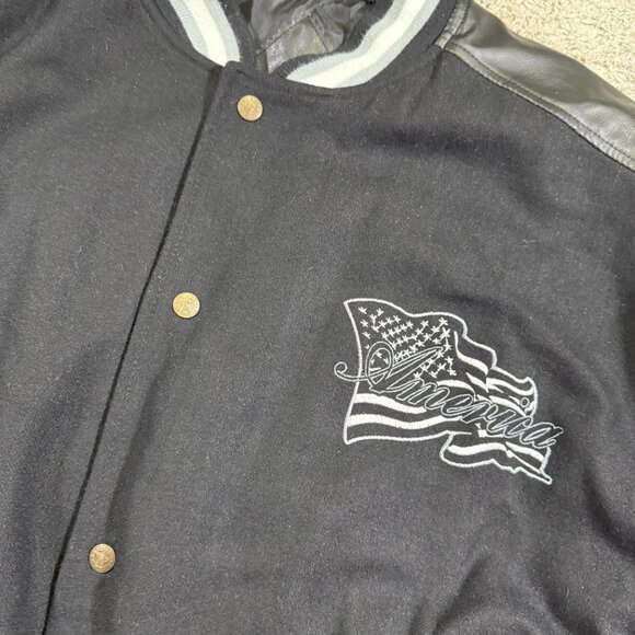 Vtg Steve & Barrys Hip Hop Embroidered America Pleather Varsity Club Jacket XL - Picture 5 of 7